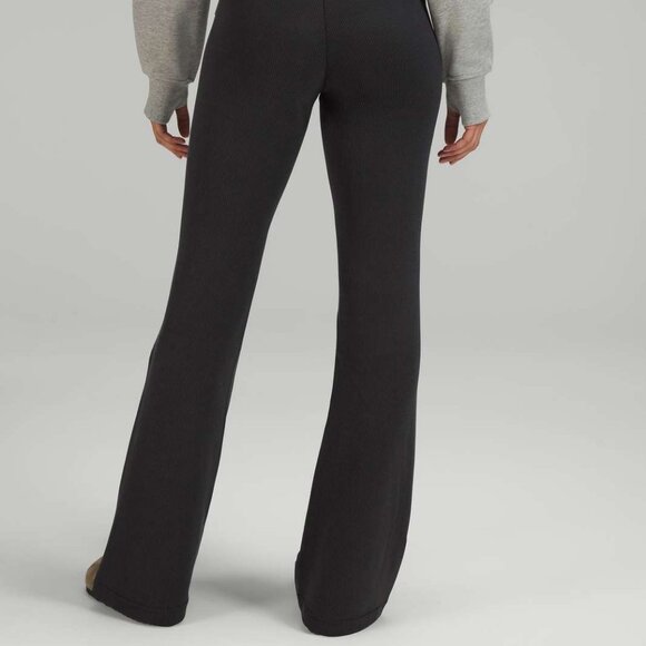 Lululemon Brushed Softstreme Ribbed Zip Flared Pant 32.5" In Black Size 0 - Picture 3 of 7